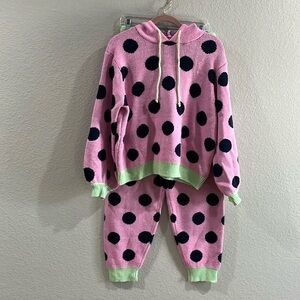 Olivia Rubin Suki Hoodie Pink With Navy Polka Dots 2 Piece Hoodie and Jogger